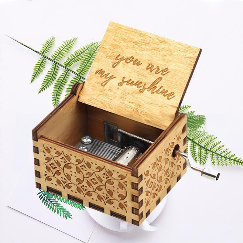 Hand-cranked engraved music box