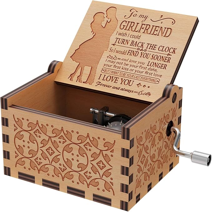 Hand-cranked engraved music box