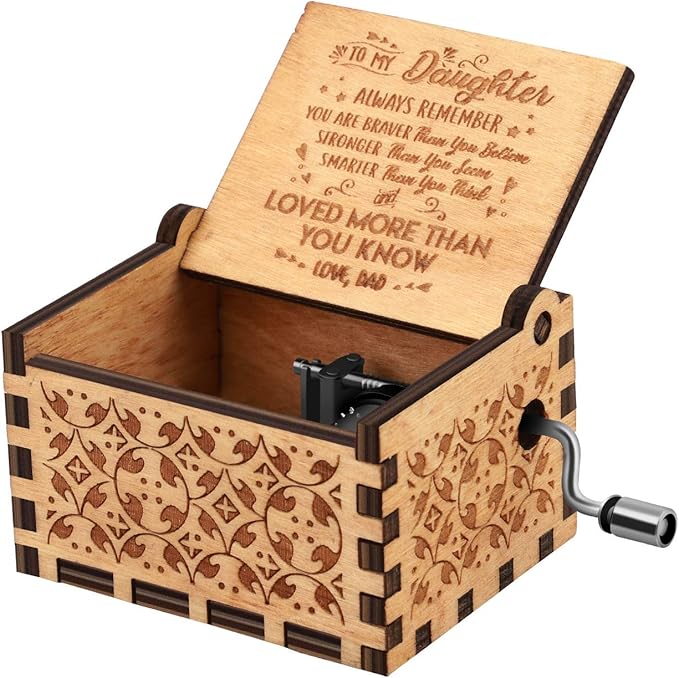 Hand-cranked engraved music box