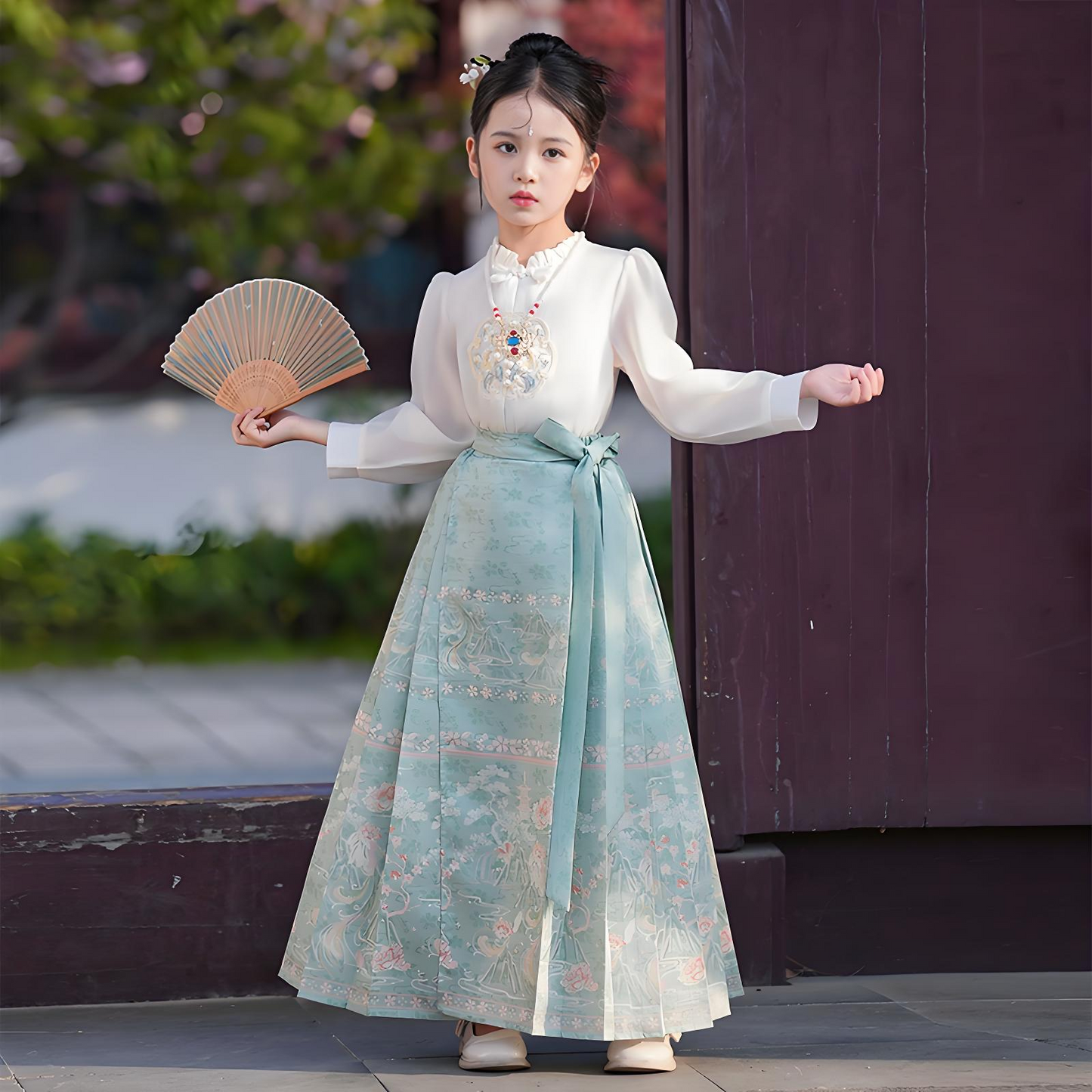 Children Green Horse Face Skirt