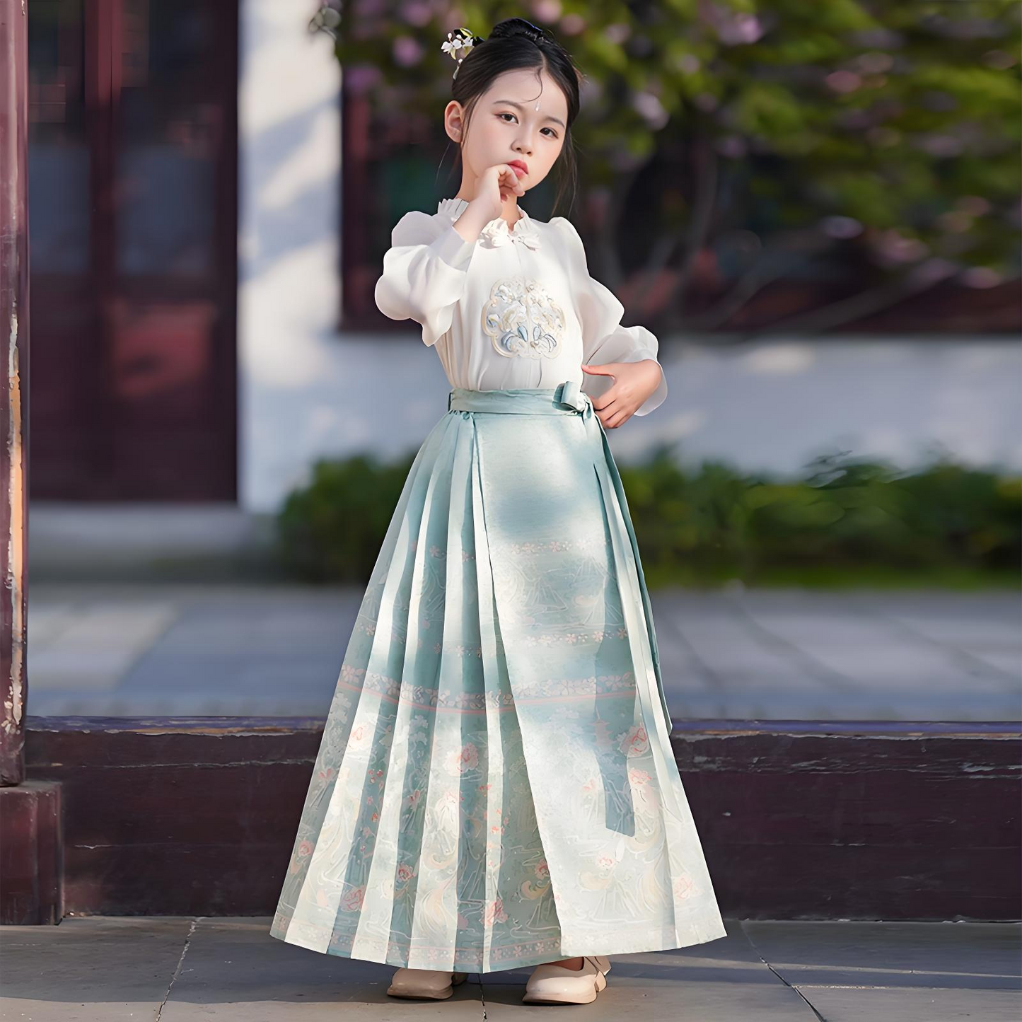 Children Green Horse Face Skirt