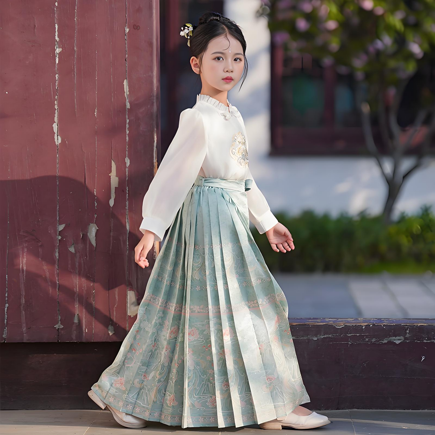 Children Green Horse Face Skirt