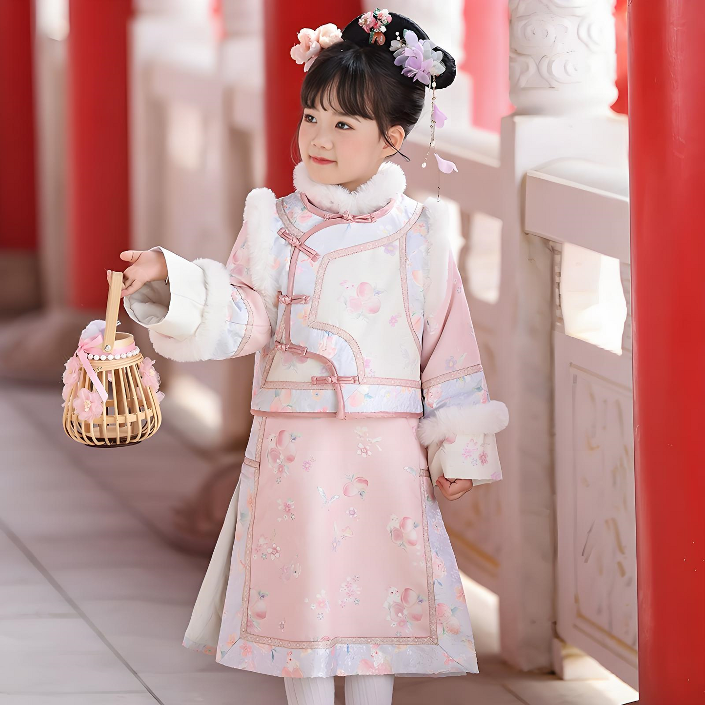 Children's Pink Cheongsam Thickened