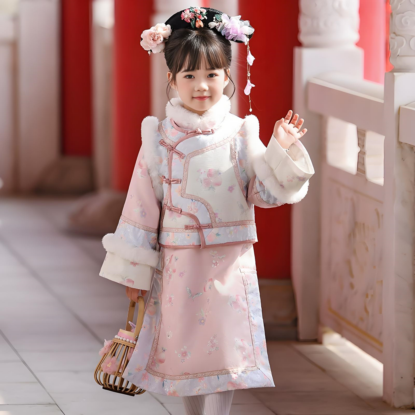 Children's Pink Cheongsam Thickened