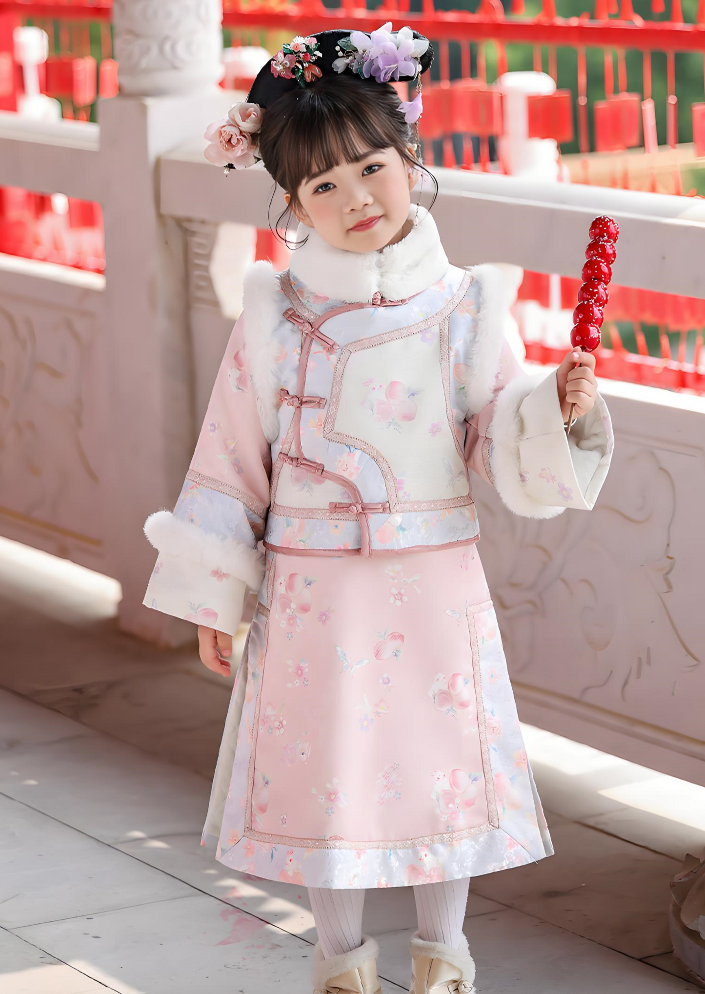Children's Pink Cheongsam Thickened