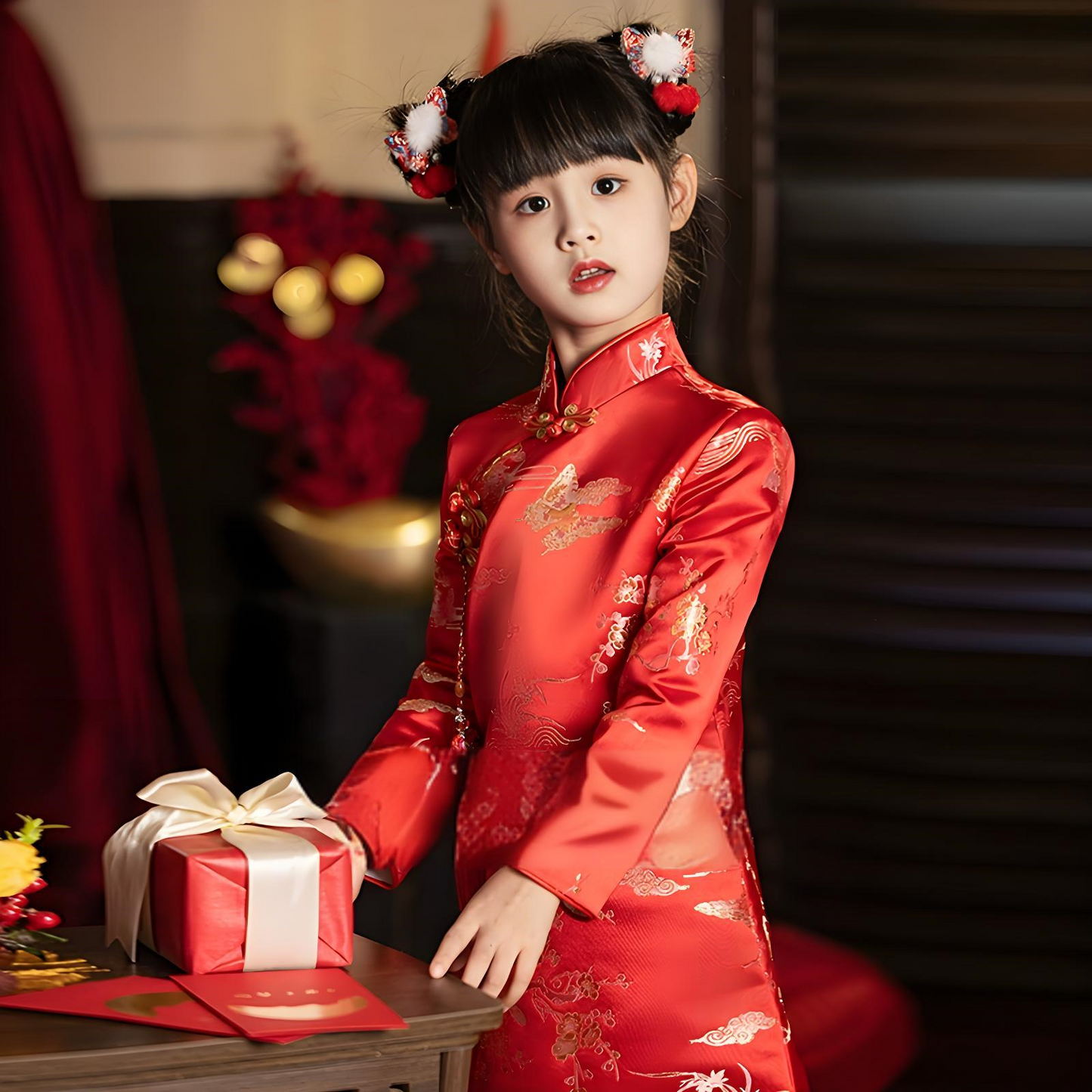 Children's Red Cheongsam