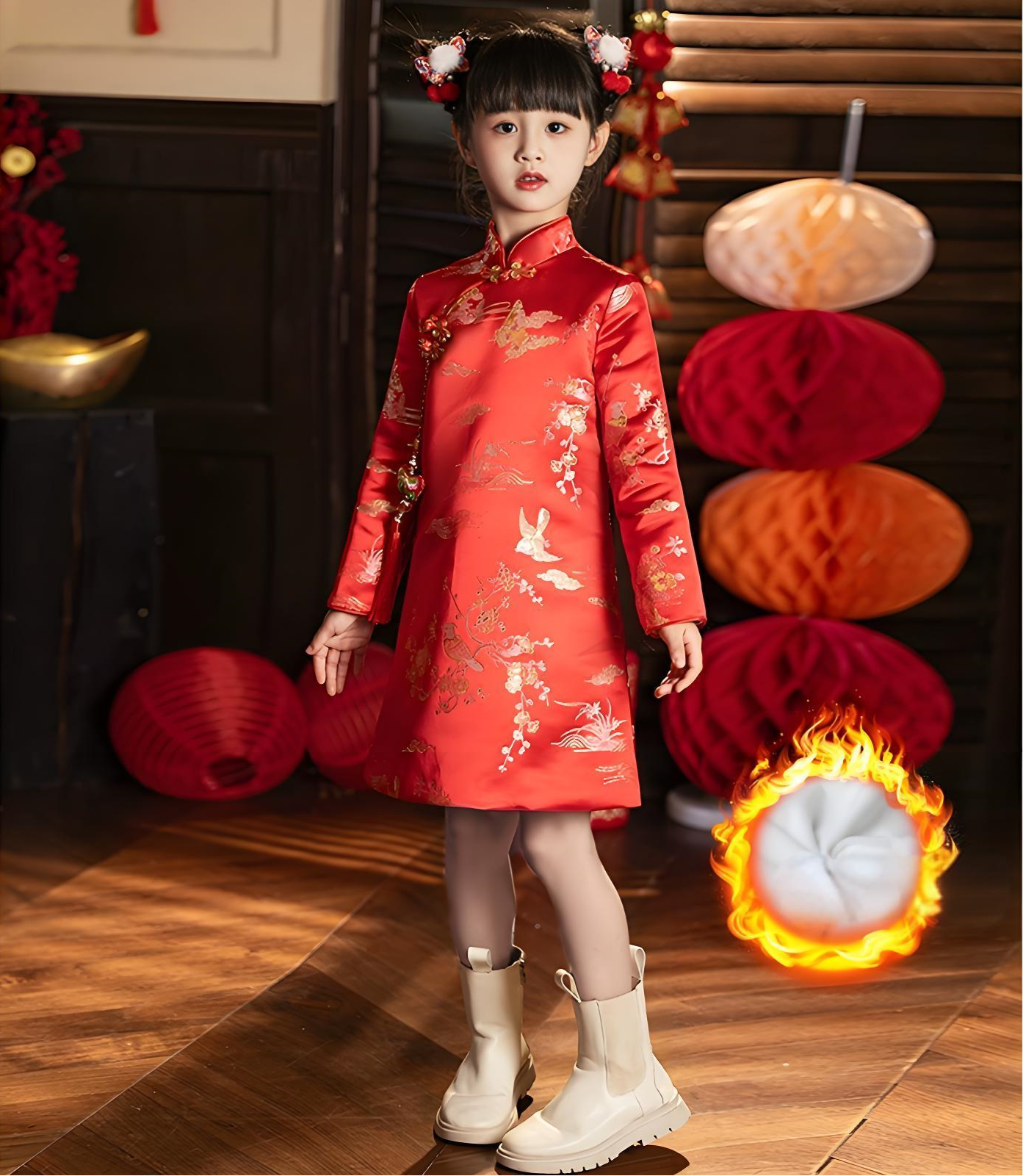 Children's Red Cheongsam
