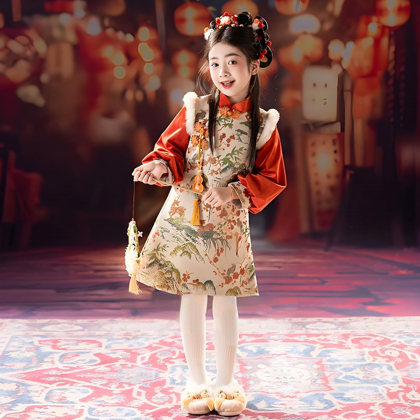 Children's Orange Cheongsam