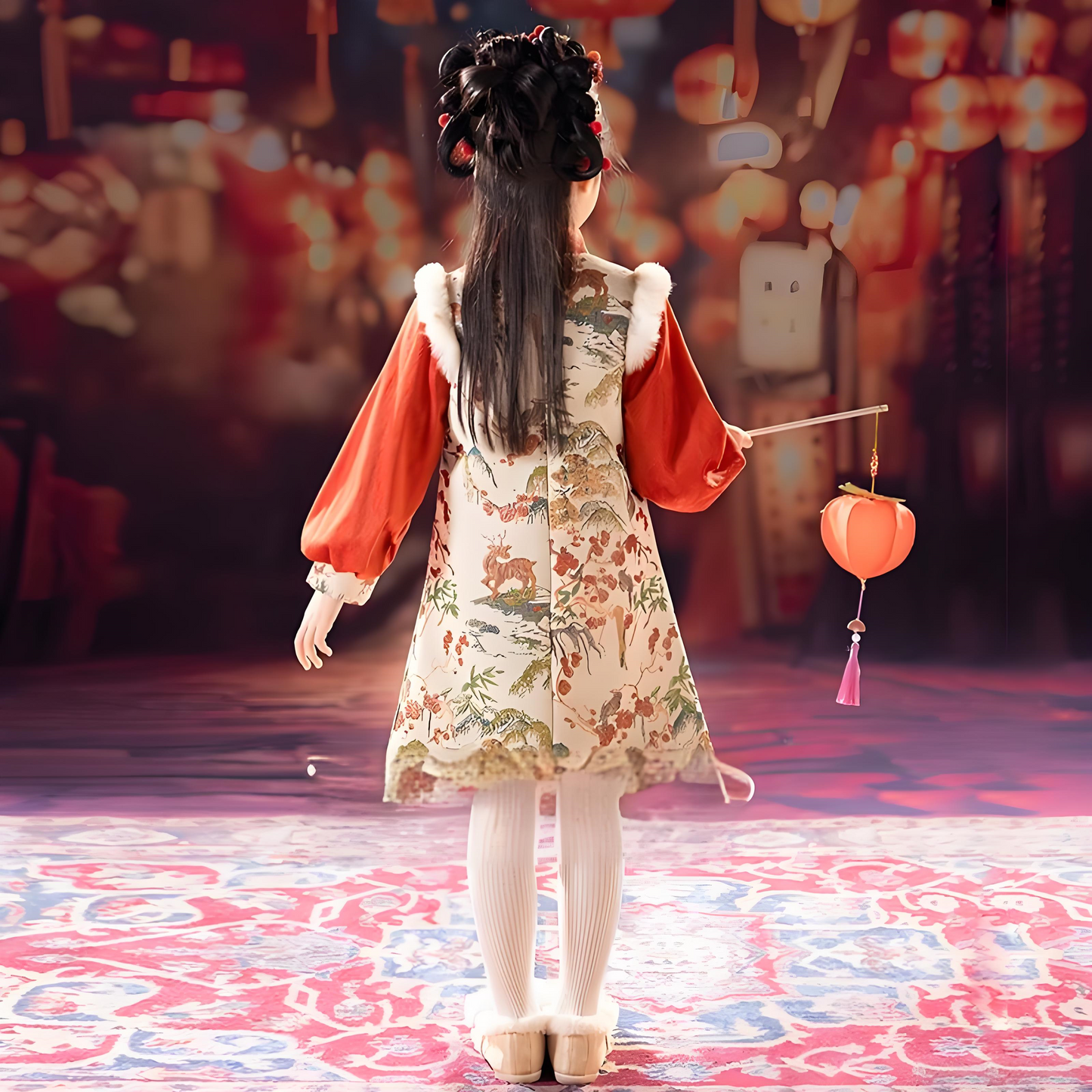 Children's Orange Cheongsam