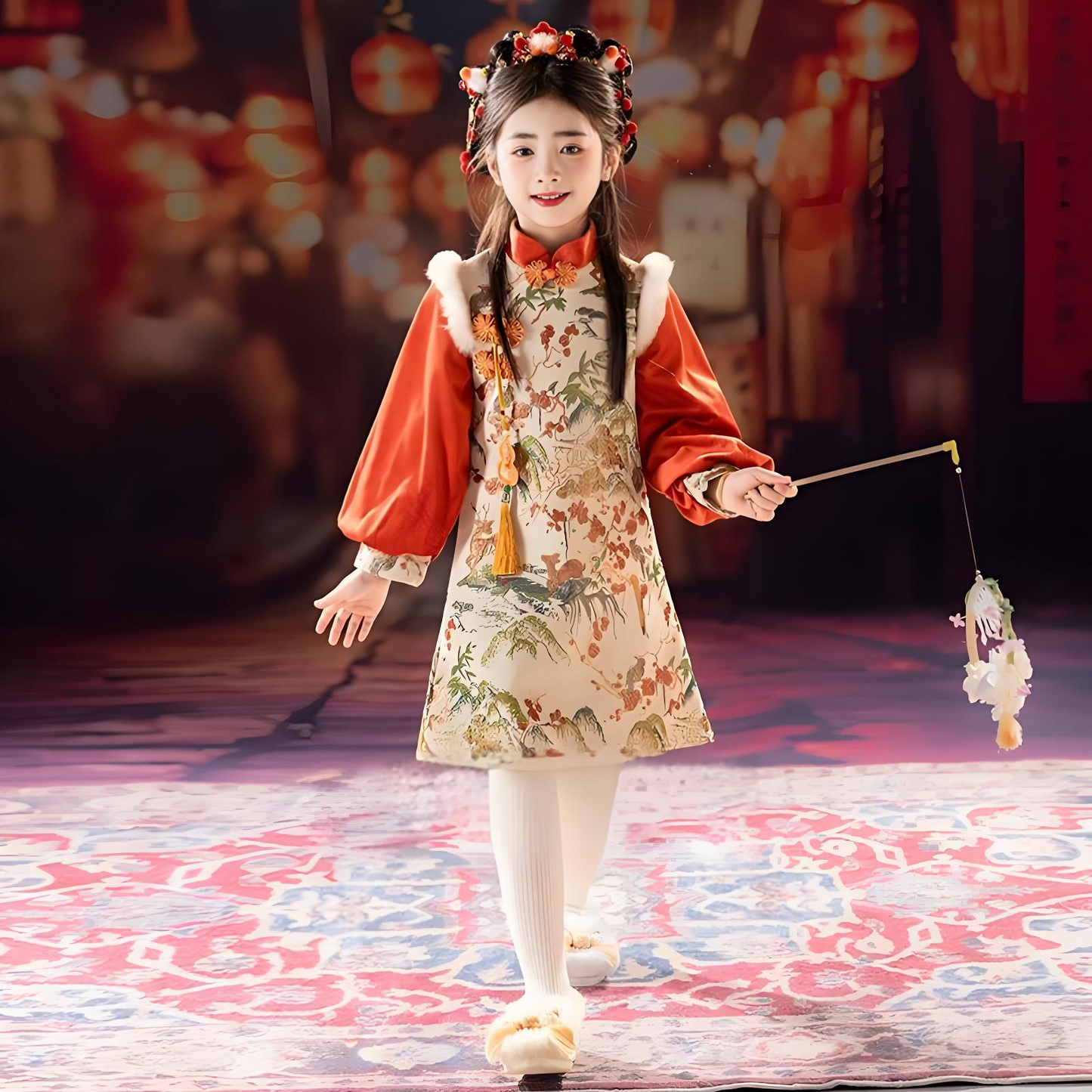 Children's Orange Cheongsam