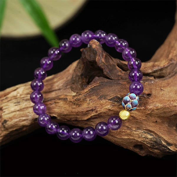 Natural Amethyst Beaded Bracelet