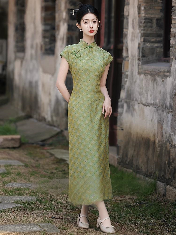 New Chinese Green Slim Summer Qipao