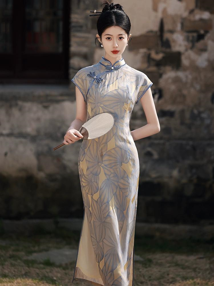 New Chinese Style Leaf Slim Summer Qipao