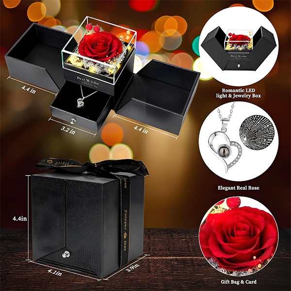 Rose Gift Box Necklace