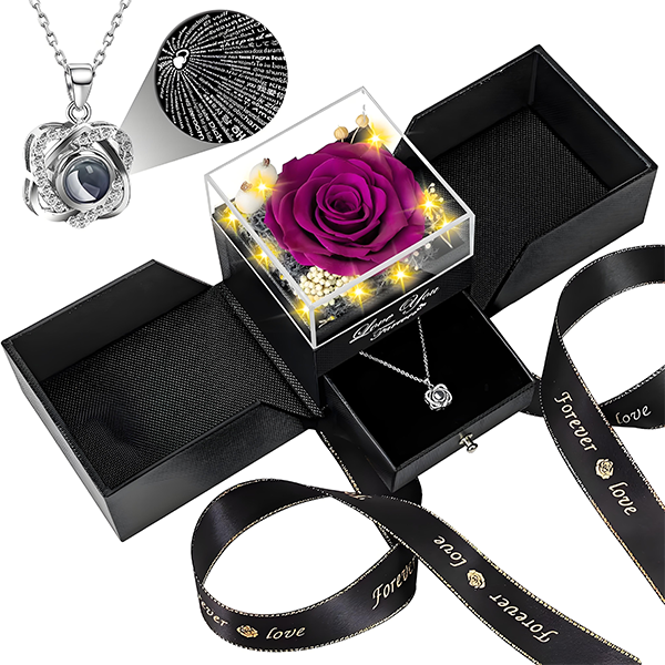 Rose Gift Box Necklace
