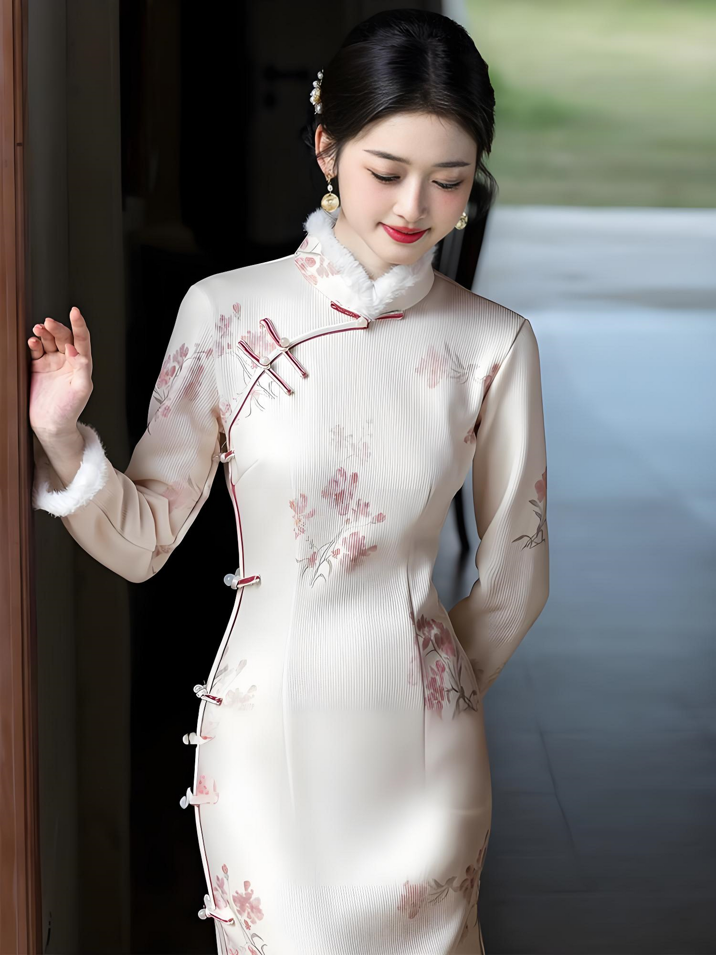 New Chinese Style Thickened Long Sleeve Qipao