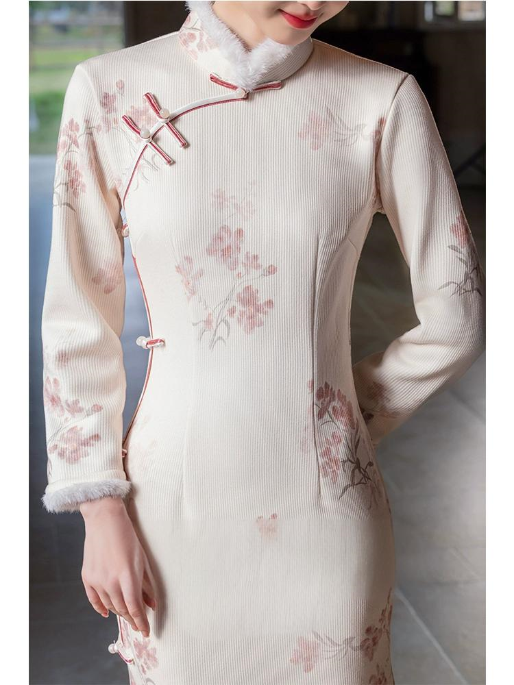 New Chinese Style Thickened Long Sleeve Qipao