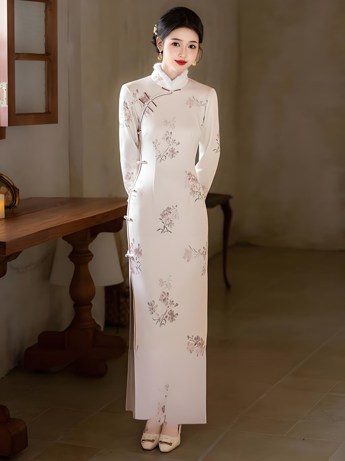 New Chinese Style Thickened Long Sleeve Qipao