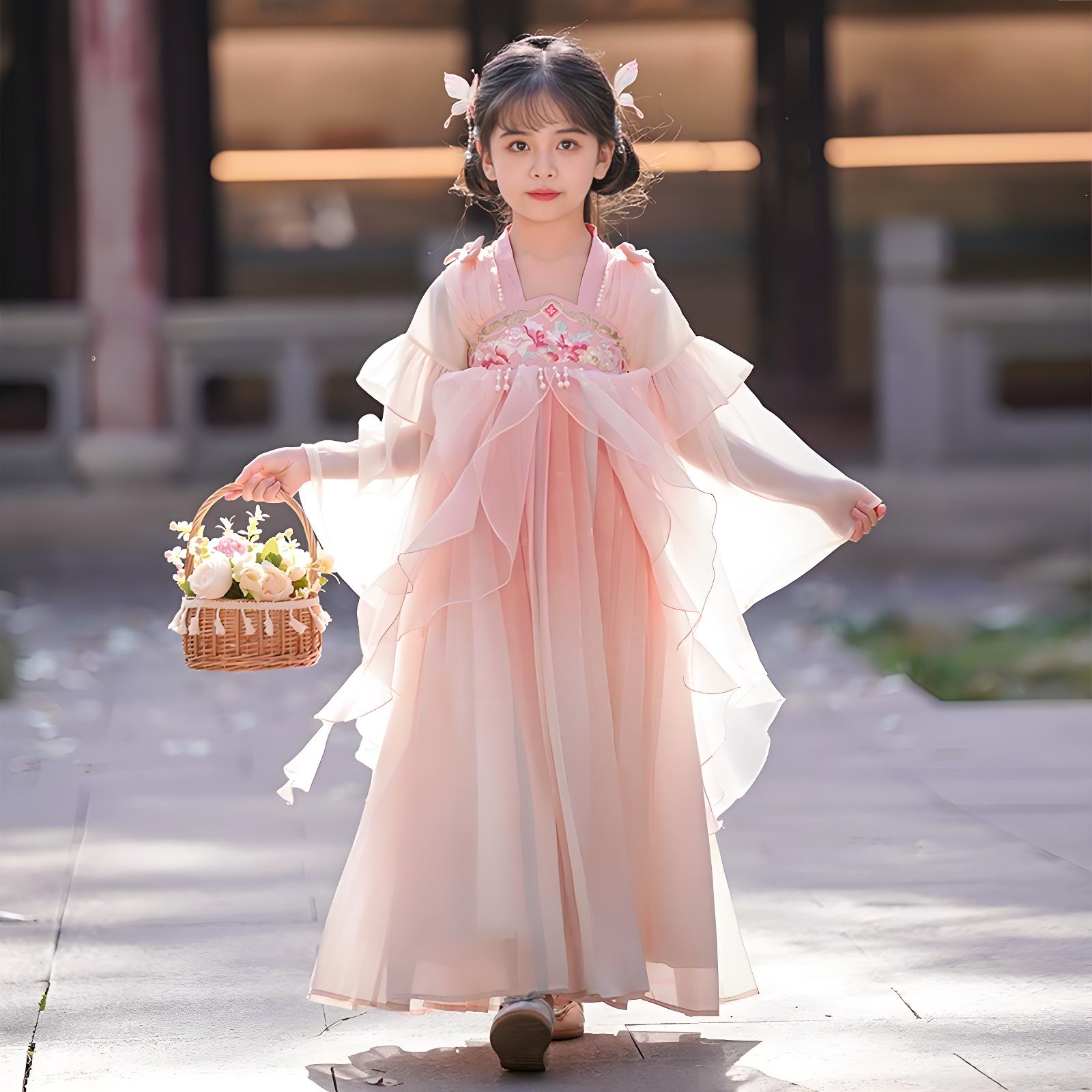 Chinese style super fairy red ancient costume dress for girls in autumn