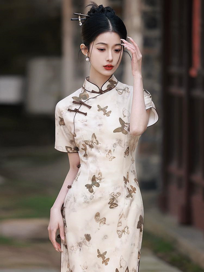 New Chinese Butterfly Slim Summer Cheongsam