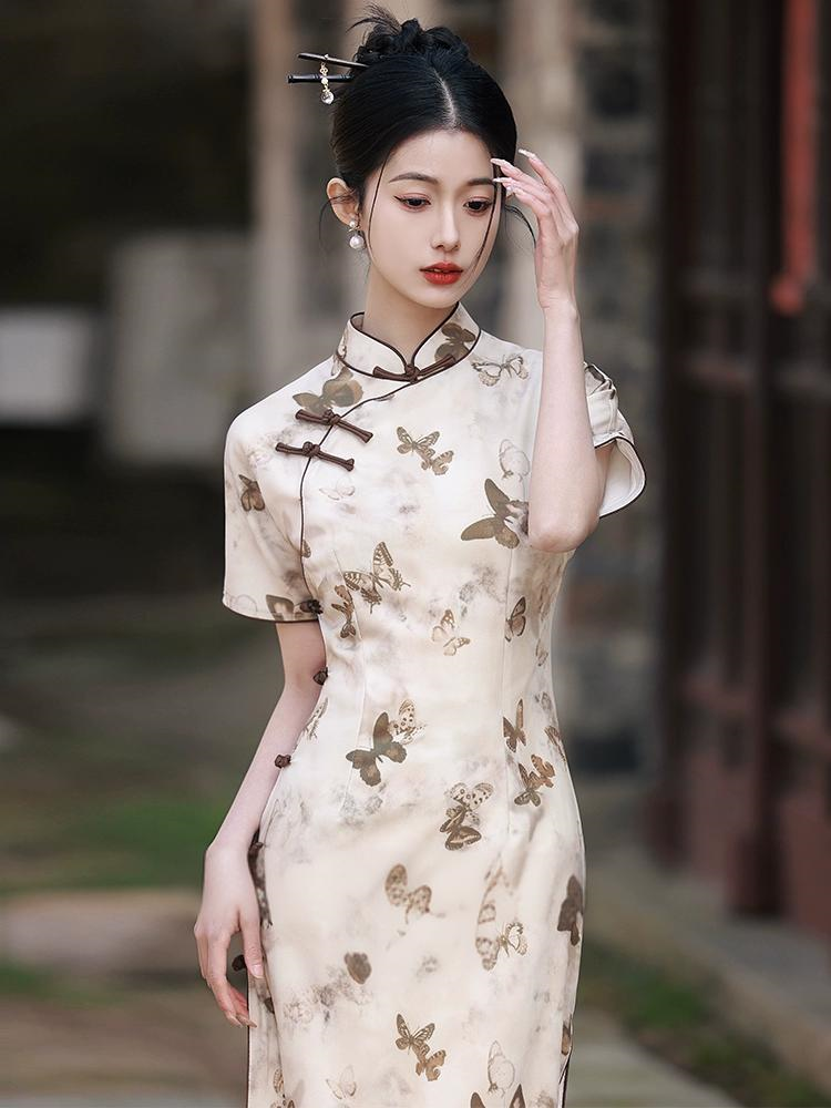 New Chinese butterfly Slim summer cheongsam