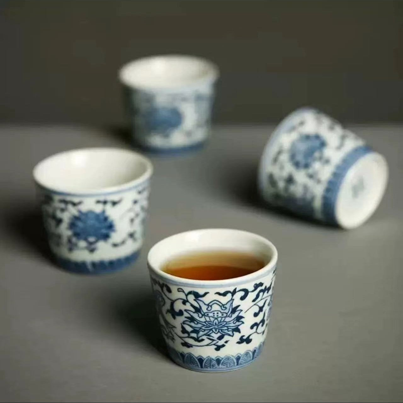 Blue and white porcelain cups