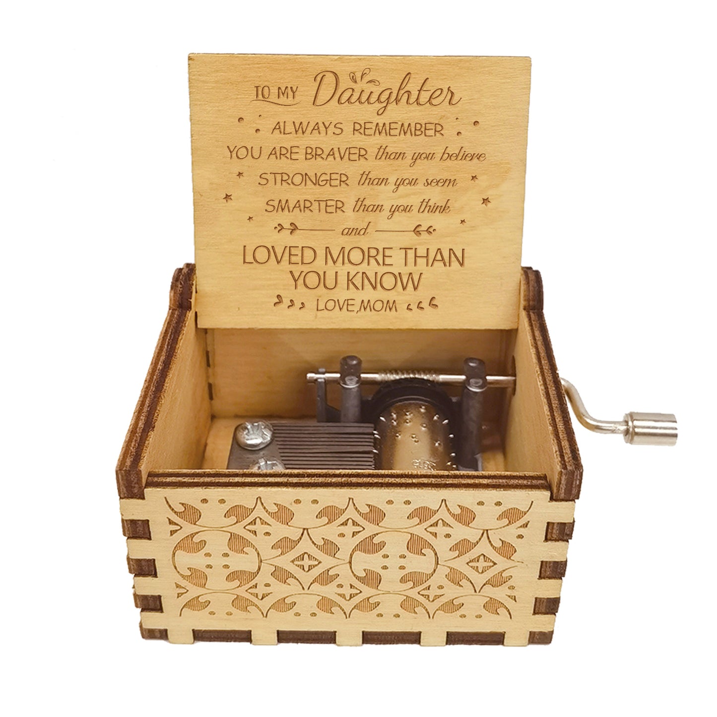 Hand-cranked engraved music box