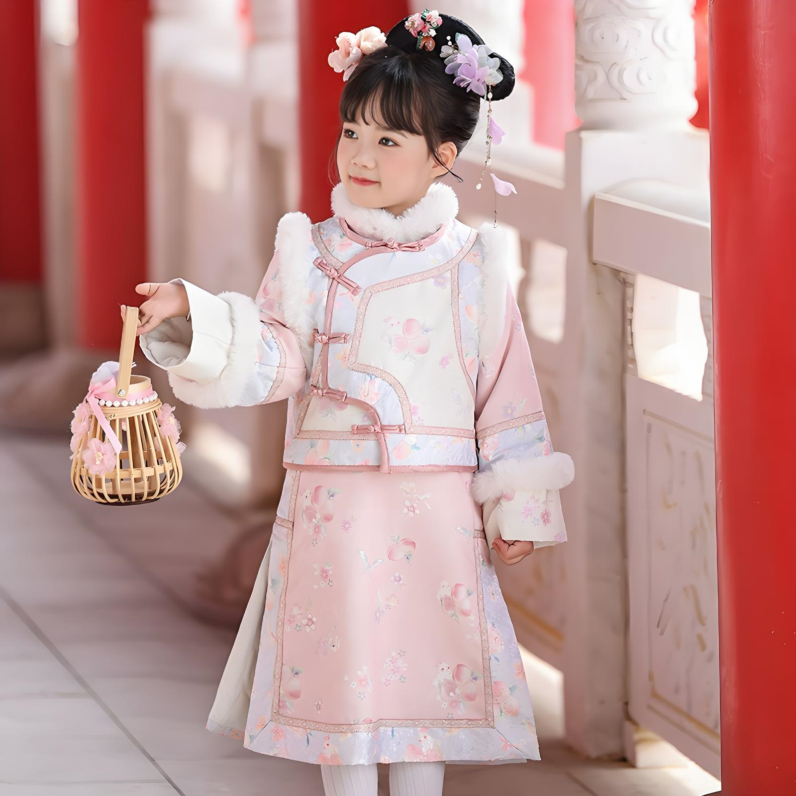 Chinese style checkered clothing with thickened women's winter style