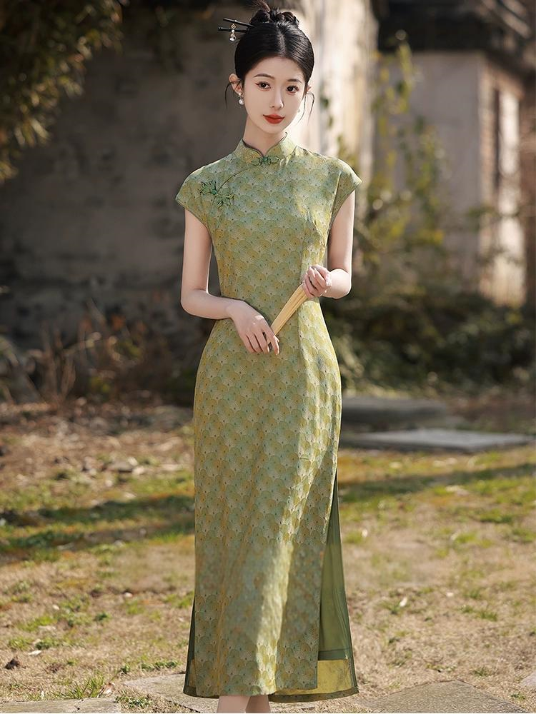 New Chinese green Slim summer cheongsam