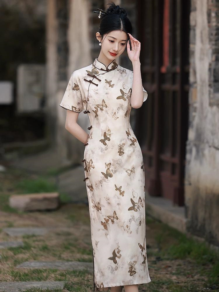 New Chinese butterfly Slim summer cheongsam