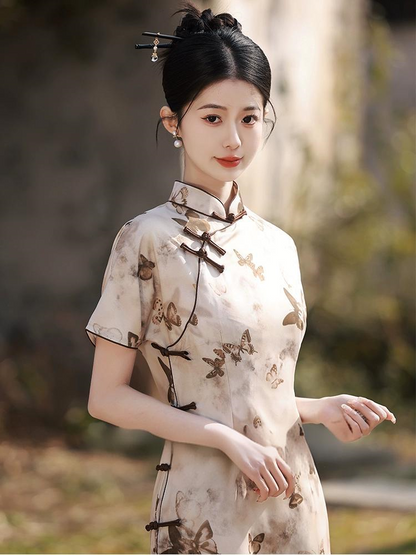New Chinese Butterfly Slim Summer Cheongsam