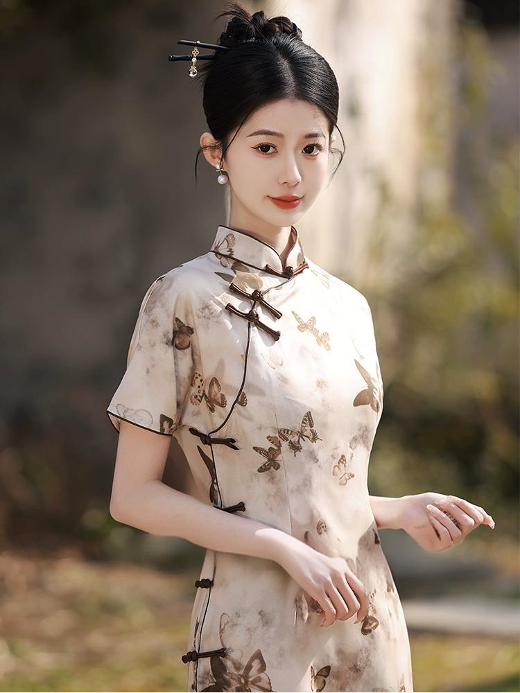 New Chinese butterfly Slim summer cheongsam