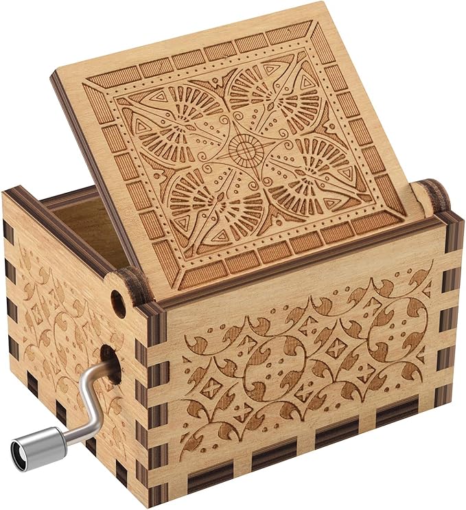 Hand-cranked engraved music box