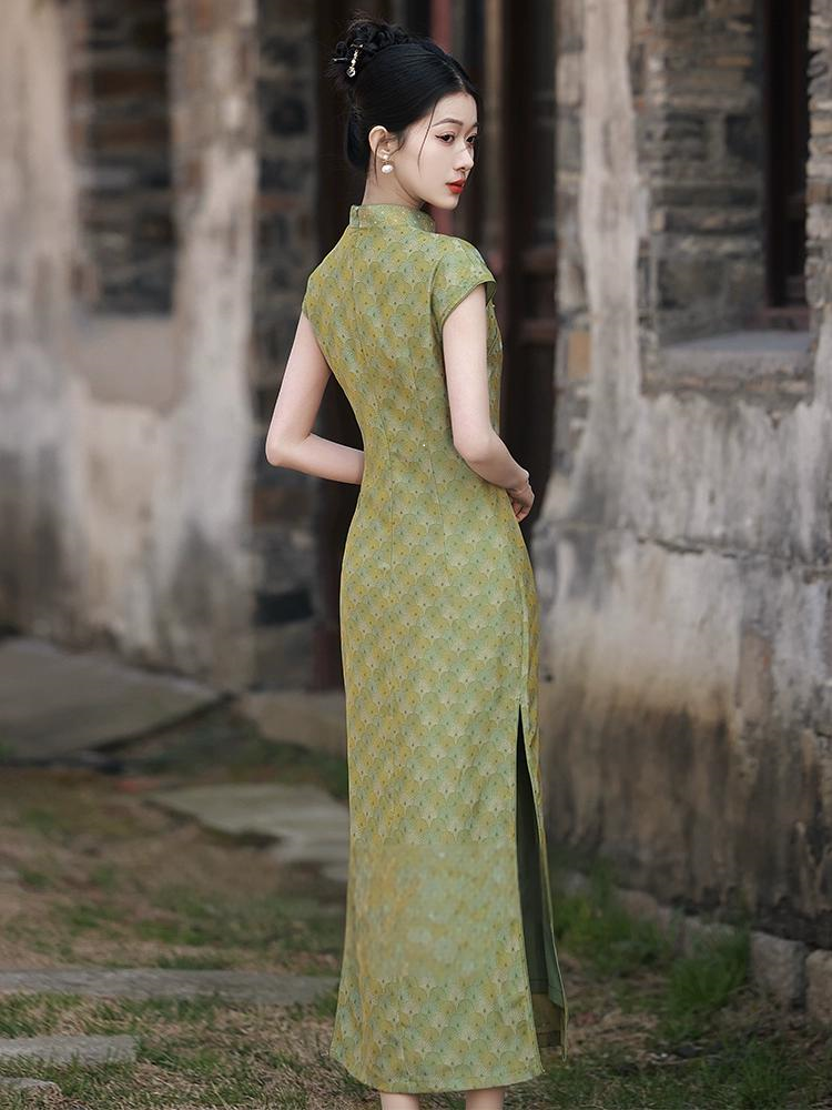 New Chinese green Slim summer cheongsam