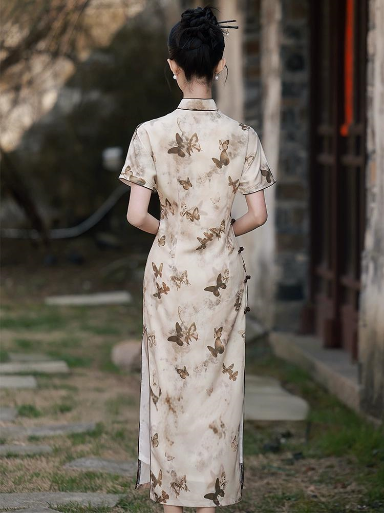 New Chinese Butterfly Slim Summer Cheongsam
