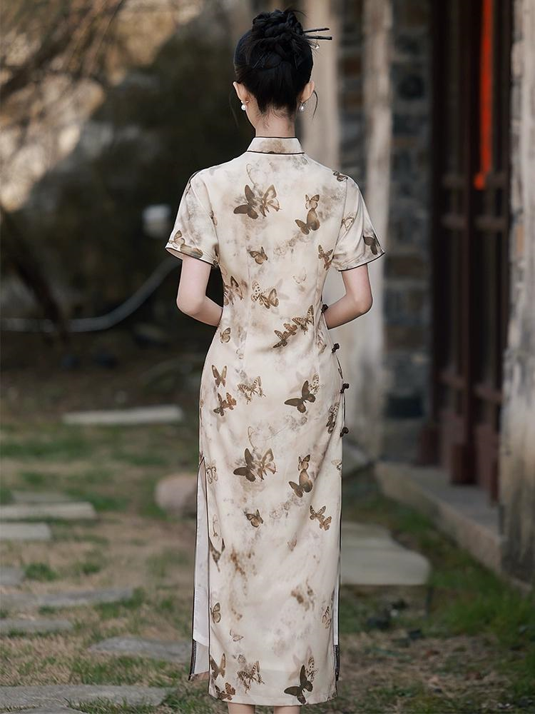 New Chinese butterfly Slim summer cheongsam