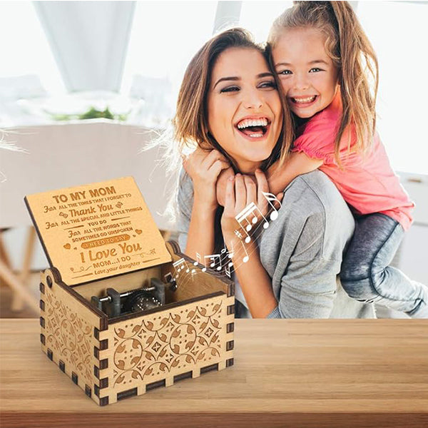 Hand-cranked engraved music box