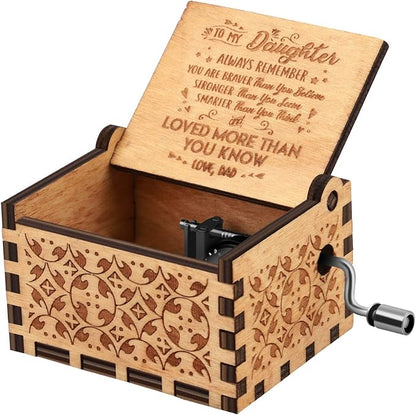 Hand-cranked engraved music box