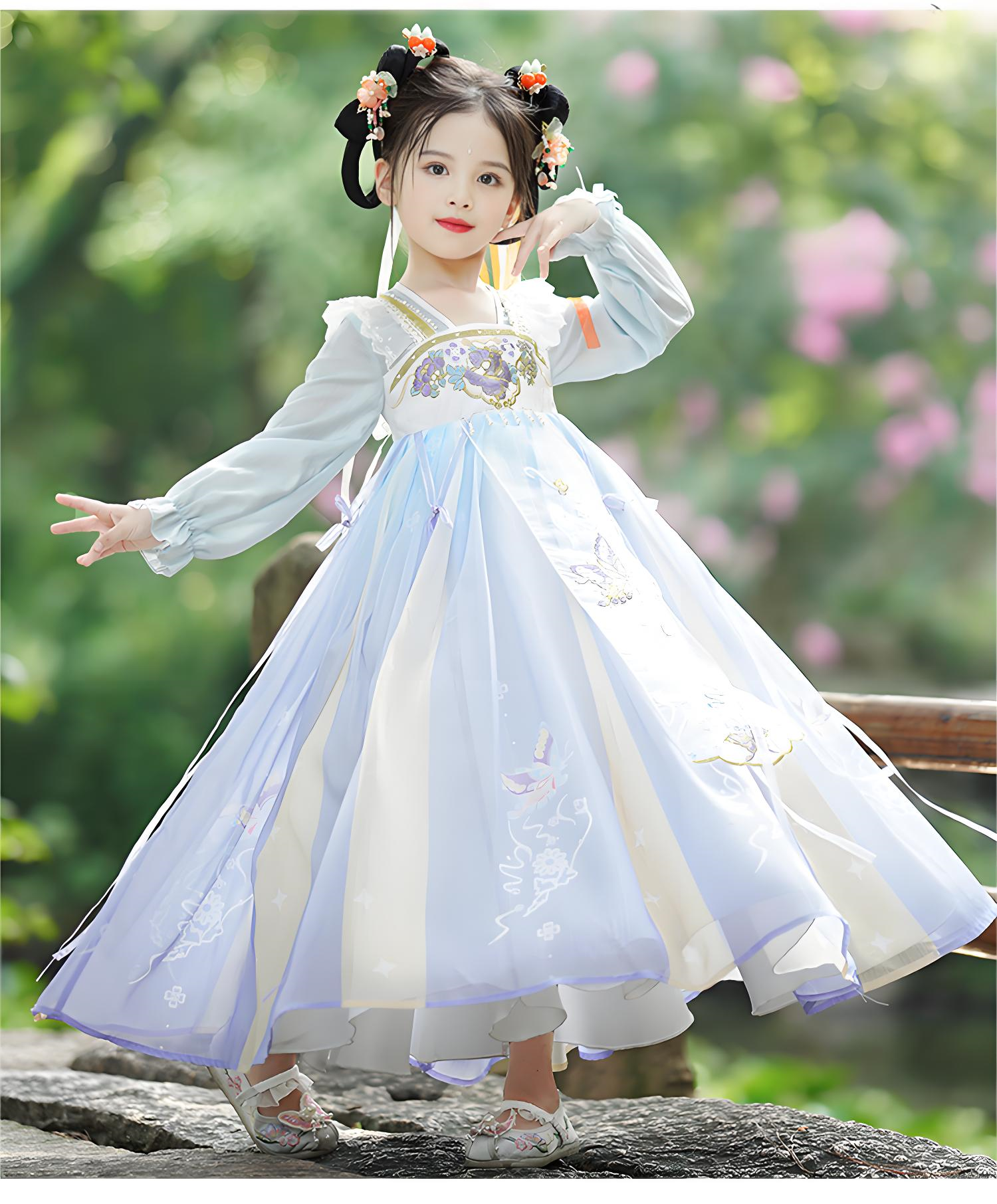 Chinese style super fairy costume dress for girls in autumn