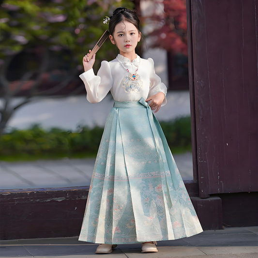 Children Green Horse Face Skirt
