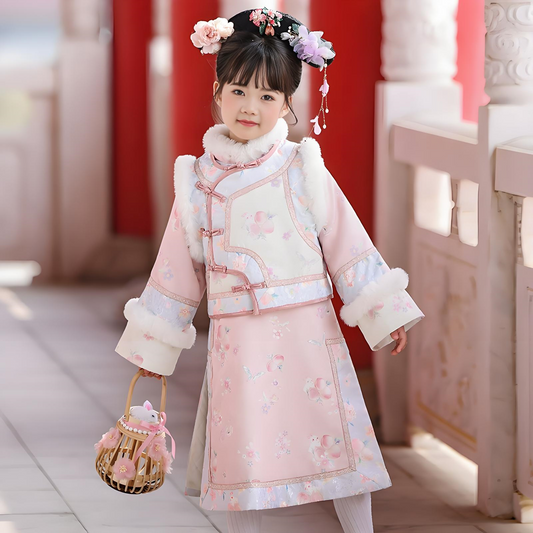 Children's Pink Cheongsam Thickened
