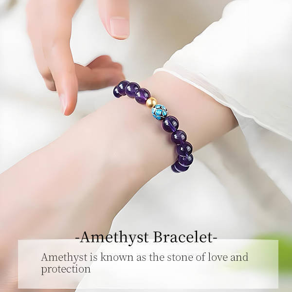 Natural Amethyst Beaded Bracelet