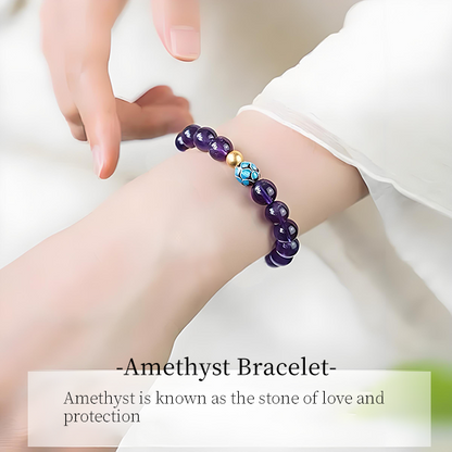 Natural Amethyst Beaded Bracelet