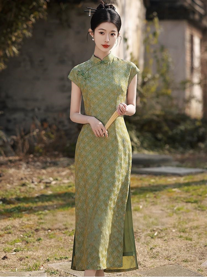 New Chinese Green Slim Summer  Qipao