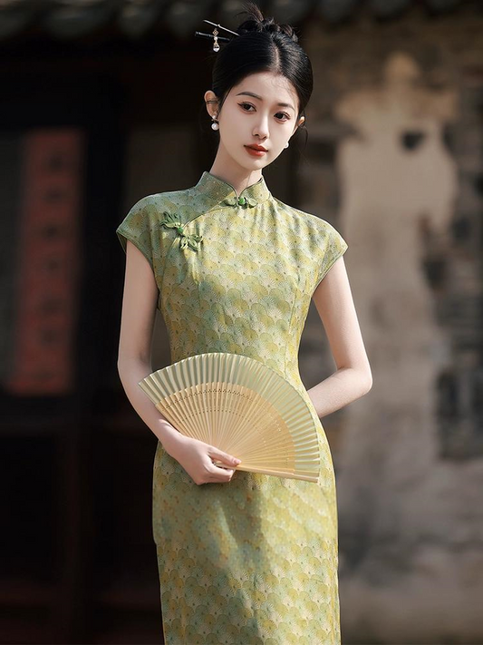 New Chinese Green Slim Summer  Qipao