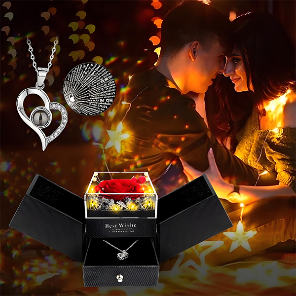 Rose Gift Box Necklace