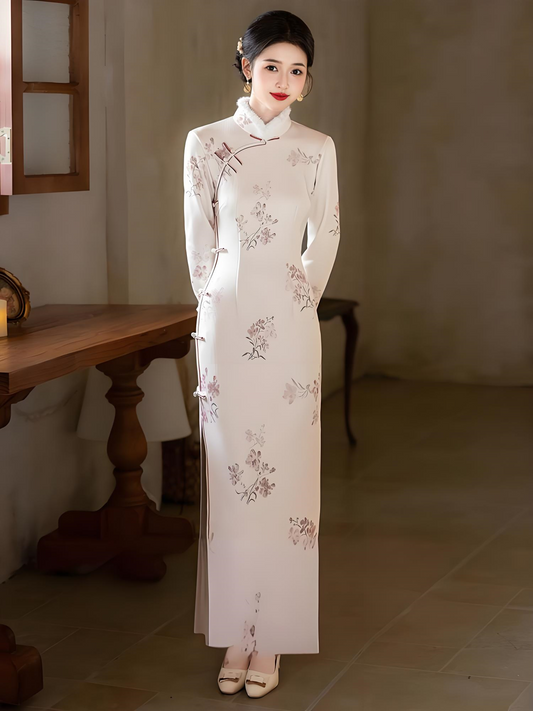 New Chinese Style Thickened Long Sleeve Qipao