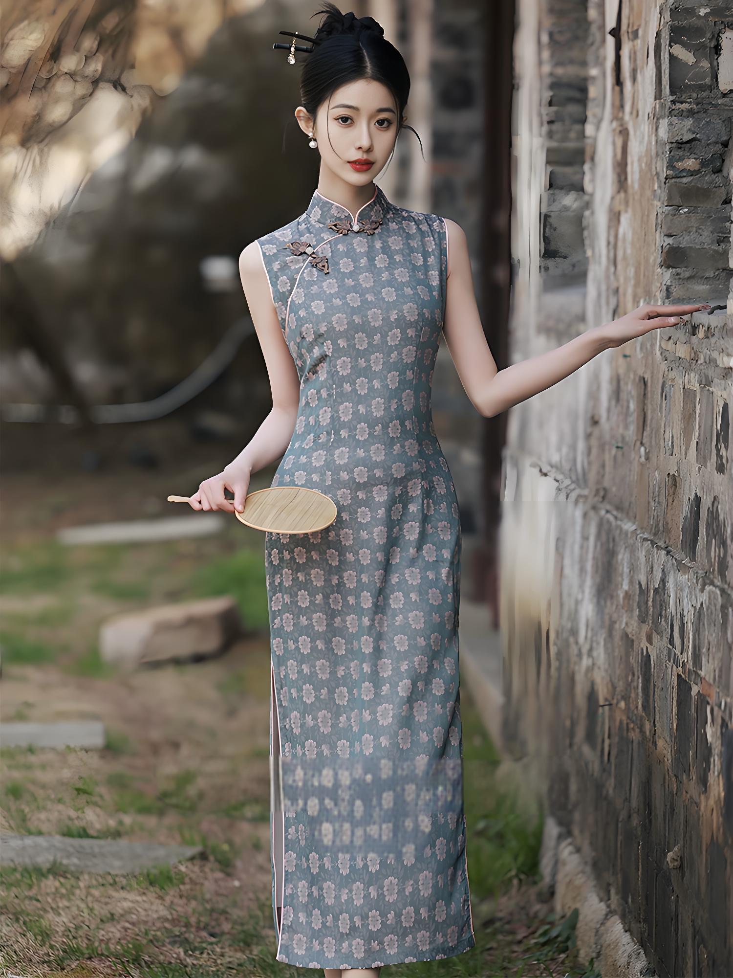 New Chinese qipao with long sleeves and slimming summer qipao