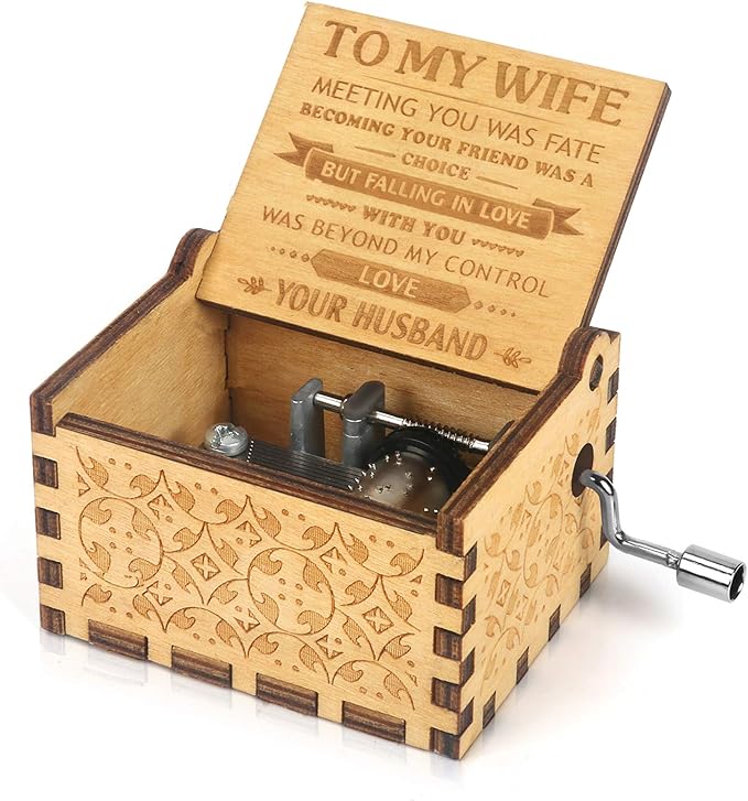 Hand-cranked engraved music box