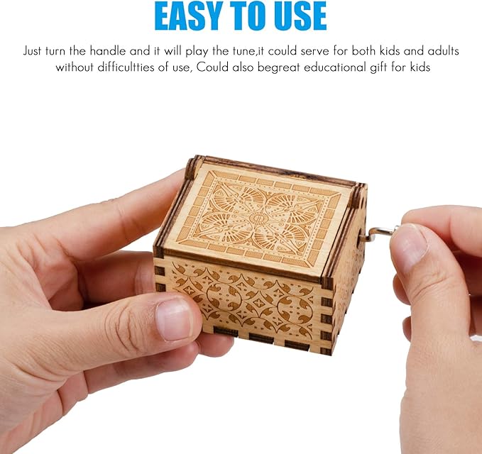 Hand-cranked engraved music box
